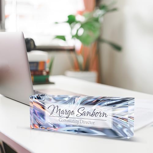 Personalized Name Plate for Desk, Custom Desk Name Plate, Acrylic Name Plate Office Desk Accessories, Personalized Office Gifts for Coworkers Teachers, Employee Appreciation Gifts (Silver Crystal) - Image 4