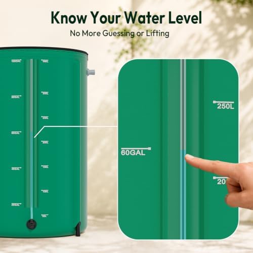 VINGLI Collapsible Rain Barrel Portable Rain Water Collection (Green, 100 Gal w/Scale Line) - Image 2