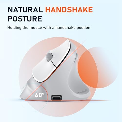 MEETION Ergonomic Wireless Vertical Mouse, Rechargeable, Gray - Image 7