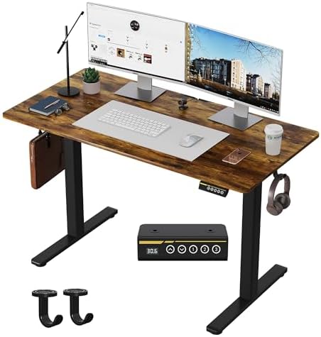 48 x 24 Inch Electric Standing Desk, 3 Memory Presets, Brown - Image 3