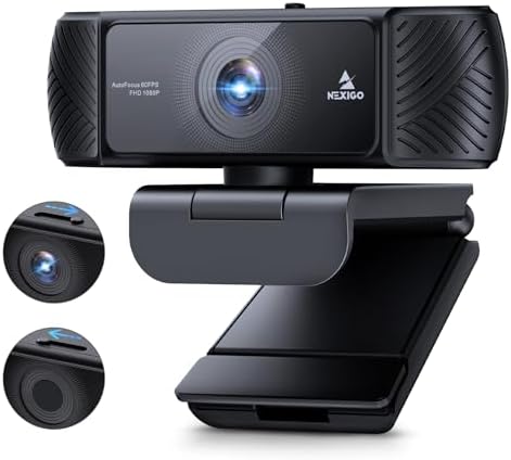 NexiGo 1080P 60FPS Webcam with Software Control and Microphone, AutoFocus, w/Privacy Cover, N680P Pro Computer Web Camera for Skype Zoom Teams, Mac PC Laptop Desktop by NexiGo