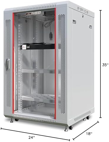 Sysracks 18U Gray Wall Rack Mount Server 18" Deep Network Cabinet, Server Rack with Fan, Removable Side Panels, Locking Glass Door 19" Computer Cabinet Enclosure Network Rack Case 18.450 - Image 6