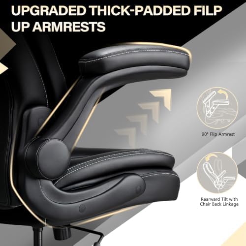 Indulgear Office Chair with Lumbar Support,Comfy Desk Chair with Flip Arm - Image 6