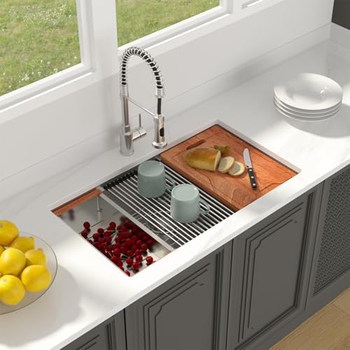Lordear Undermount Kitchen Sink 30 inch 16-Gauge Stainless Steel Kitchen Sink Workstation Single Bowl Sinks 30x19x9 inch - Image 2