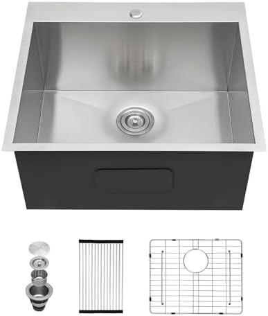 12 Inch Deep Drop In Laundry Sink - Sarlai 25x 22 Laundry Utility Sink Drop In Topmount Single Bowl 16 Gauge Stainless Steel Kitchen Sink Utility Sink by Sarlai
