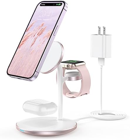 3 in 1 Magnetic Wireless Charging Station for Apple Devices,15W for Magsafe by XooFly