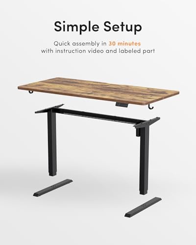 DESINO Standing Desk, 32 × 19 Inches Electric Height Adjustable, Sit and Stand Up, Computer Office Desk with Splice Board, Black Frame/Rustic Brown TOP - Image 6