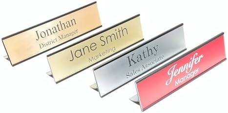 Personalized Office Name Plate with Desk Holder – Customizable Laser Engraved 2x8 for Business Professional Executive Assistant Manager – 21 Color Options by Custom