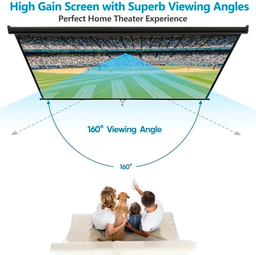 SUPER DEAL 80'' 16:9 HD Projection Screen Foldable Anti-Crease Portable Projector Movie Screen Manual Pull Down for Home Theater Presentation Education Outdoor Indoor Public Display, Black - Image 3