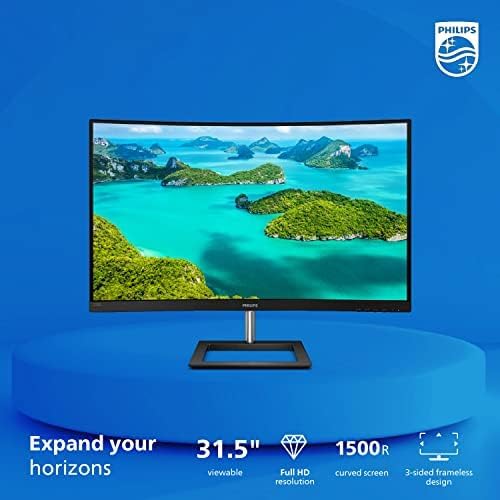 Philips 322E1C 32" Super-Curved Frameless Monitor, Full HD VA, 104% sRGB, Adaptive-Sync 75Hz, VESA, 4Yr Advance Replacement Warranty, Black/Silver - Image 2