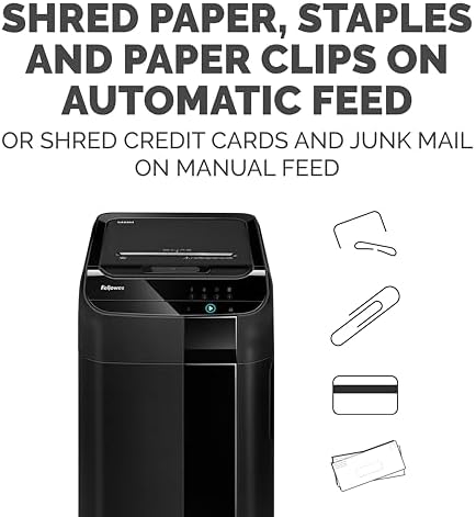 Fellowes AutoMax 600M 2-in-1 Heavy Duty Auto Feed Commercial Paper Shredder with Micro-Cut, Black - Image 6
