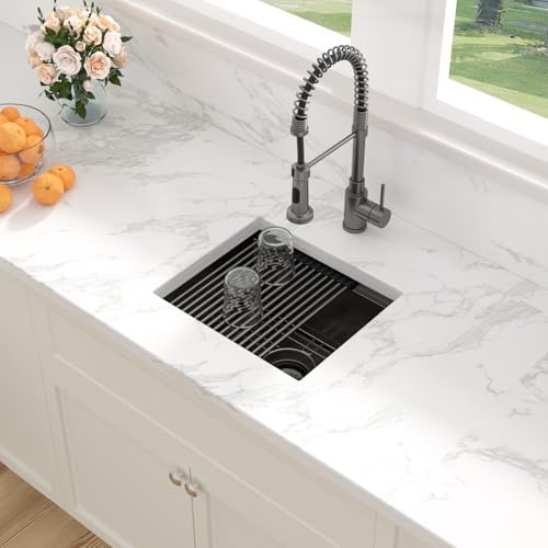 Sarlai 17 Black Undermount Bar Sink 17 x 15 Inch Workstation Bar Prep Sink - Image 2