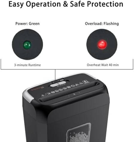 Bonsaii Paper Shredder for Home Office, 6-Sheet Cross-Cut, Shreds Paper, Credit Cards, Mail, Staples & Clips, 3.4-Gallon Clear Bin with Handle - Image 4