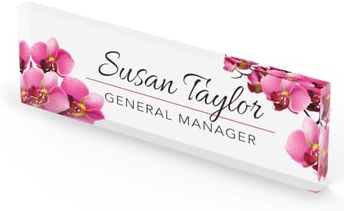 ARTBLOX Personalized Acrylic Desk Name Plate, Orchids Flowers, Card Holder - Image 5