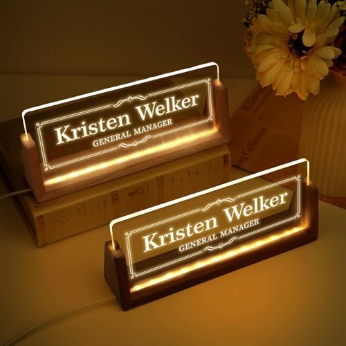 Custom Light Up Name Plate for Desk, Desk Name Plate Personalized with Logo, Employee Appreciation Gift, Personalized Office Gifts for Boss Coworkers Teacher, Office Decor for Women Men (Border style) - Image 2
