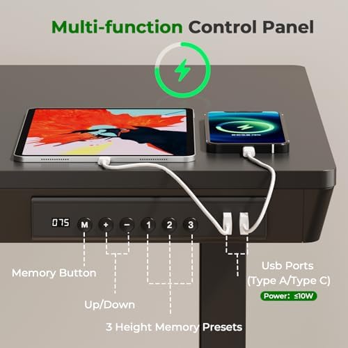 35" Electric Standing Desk with Drawer, 4 Lockable Wheels - Image 6