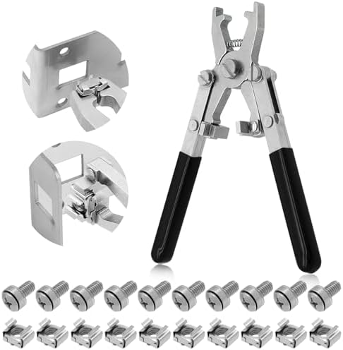 Rotable Dual Head Cage Nut Tool Kit with 10 Sets M6 Silver Rack Mount Screws - Screw Install and Remove Tool for M4 M5 M6 M8 M10 - Screw Tool Kit for Server Rack, Network Cabinet, Data Center(Black) by Unknown
