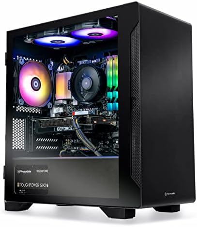 Thermaltake Graphite 360 Gaming PC (AMD Ryzen 5 5600X, RTX 3060, 16GB RGB 3200Mhz DDR4 ToughRAM RGB Memory, 1TB NVMe M.2, WiFi, Win 10 Home) Gaming Desktop Computer S1BK-B550-G36-LCS,Black by Thermaltake