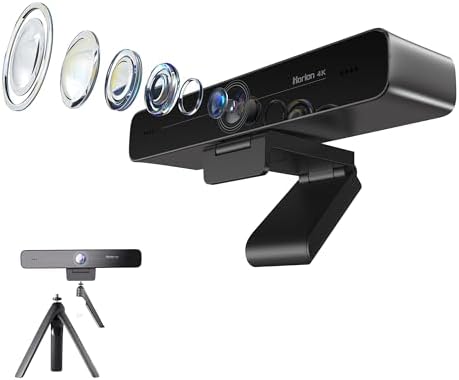 Horion 4K Conference Camera with Microphone, Auto Framing Camera for PC, 10X EPTZ Zoom, Plug & Play USB 3.0,Video with Dual AI Noise-Canceling Mic, for Video Conference, Streaming, PC/Mac/Linux, HC-5M by HORION