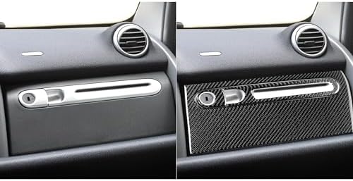 Real Black Carbon Fiber Car Co-Pilot Glove Storage Box Panel Scratch Protector Decoration Sticker Set Compatible with Benz Smart Fortwo 2011 2012 2013 2014 2015 Auto Interior Accessories 3pcs - Image 5