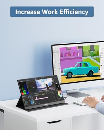 Yodoit Portable Monitor for Laptop 1920×1200 16" FHD Screen IPS Display with USB Type C Port, Built-in Speakers and Smart Cover Compatible with PC, MacBook, Xbox (Black) - Image 4