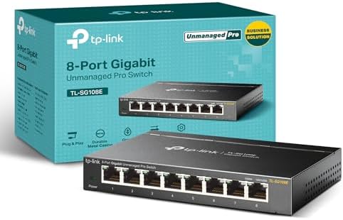 TP-Link 8 Port Gigabit Switch | Easy Smart Managed | Plug & Play | Desktop/Wall-Mount | Sturdy Metal w/ Shielded Ports | Support QoS, Vlan, IGMP and LAG (TL-SG108E) by TP-Link