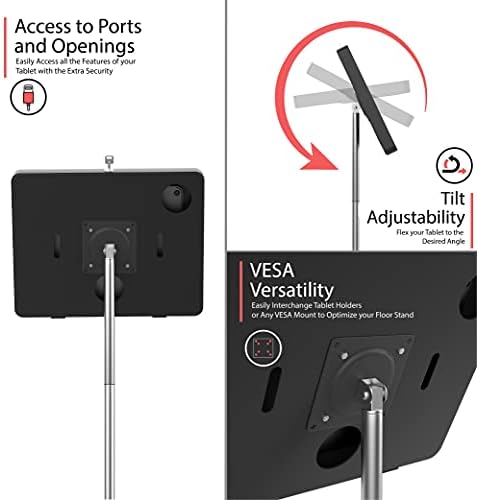 Compact Floor Stand – CTA Floor Stand w/Security Enclosure for iPad 11 (A16) - Pro 11-inch M4 - Air 11-inch M3- iPad 10th Gen - Galaxy Tab & More Tablets - Black (PAD-PARAAFS) - Image 5