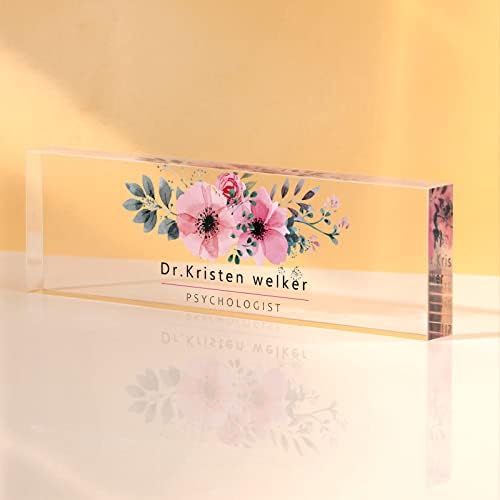 Desk Name Plate Personalized, Custom Name Plates for Desks, Personalized Acrylic Name Plate for Desk, Office Gifts for Coworkers, Boss, Teacher/Employee Appreciation Gifts (Wild Flowers) - Image 2