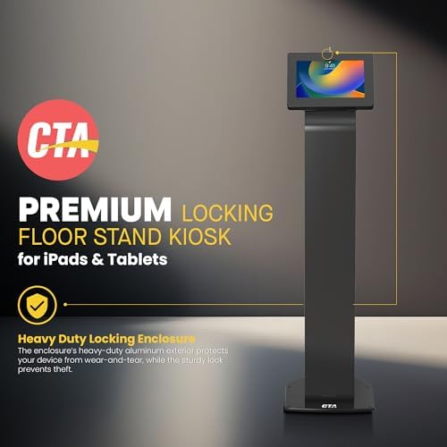 CTA Digital Premium Kiosk Floor Stand - Locking Floor Stand Kiosk - iPad 7th/8th/9th Gen 10.2" - Pro 11", 5th & 6th Gen, Surface Go, Galaxy Tab S5E & More (PAD-PARAF) (Pack of 2) - Image 2