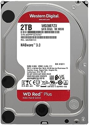 Western Digital 2TB WD Red Plus NAS Internal Hard Drive HDD - 5400 RPM, SATA 6 Gb/s, CMR, 128 MB Cache, 3.5" -WD20EFZX - Image 2