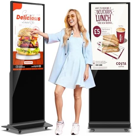 JIYANG 37 Inch Touchscreen Digital Signage Display Kiosk, Indoor Floor Standing LCD Advertising Display with Android Media Player, HDMI/USB/WiFi Input Auto Split Screen（Black） by HomePage