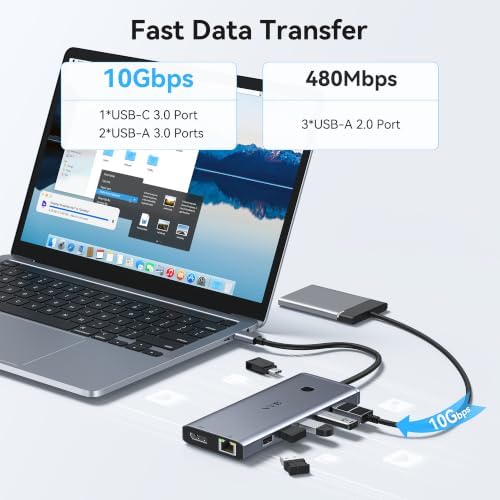 USB C Docking Station Dual Monitor 4K HDMI Laptop Docking Station 3 Monitor - Image 6