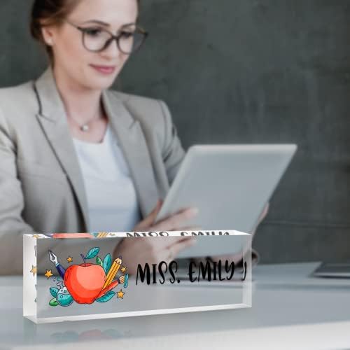 Personalized Desk Name Plate, Custom Acrylic Glass Name Plates for Desks, Office Desk Decor Nameplate, Desk Accessories, Teacher Boss Coworkers Employee Appreciation Gift(to Teacher) - Image 3