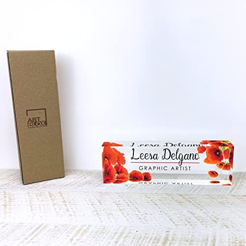 ARTBLOX Personalized Acrylic Desk Name Plate, Poppy Flowers Design - Image 6