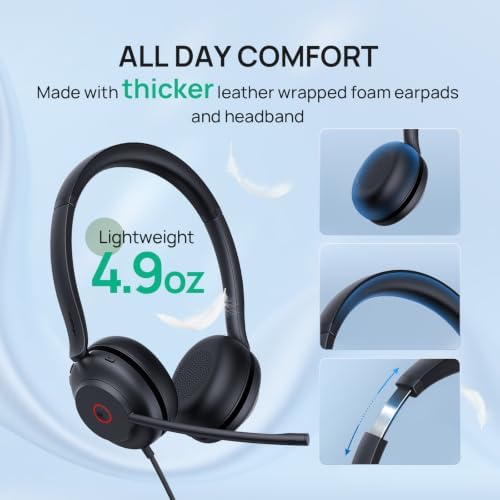 Yealink UH35 Wired Headset,USB-A,AI Noise Canceling Mic,Call Control,On-Ear - Image 4