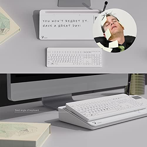 TOWON Glass Desk Whiteboard with Calculator 18x6 in, Desk Organizer, White - Image 4