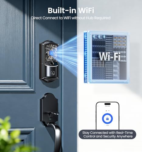 Veise VE027 WiFi Smart Lock Fingerprint Keyless Entry Deadbolt Matte Black - Image 2