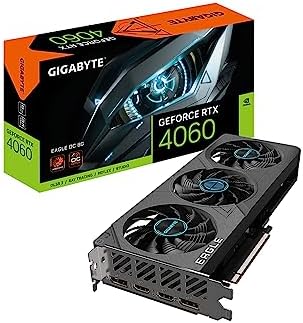 Gigabyte GeForce RTX 4060 Eagle OC 8G Graphics Card, 3X WINDFORCE Fans, 8GB 128-bit GDDR6, GV-N4060EAGLE OC-8GD Video Card by Unknown