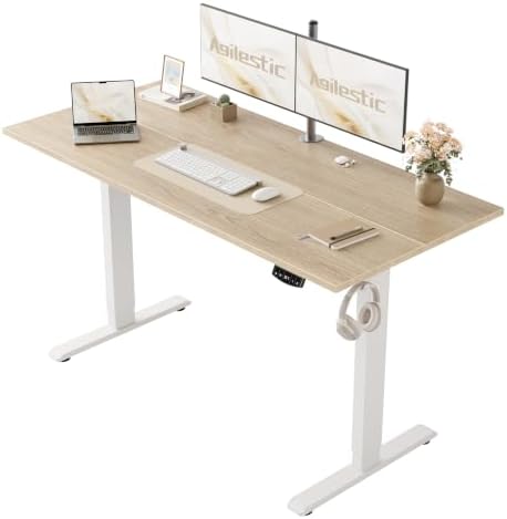 Agilestic 55 * 24 Inch Height Adjustable Electric Standing Desk, Maple by Agilestic
