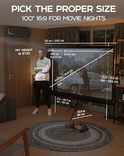 Projector Screen with Stand 100 inch 16:9 for Movies & Presentations - Image 3