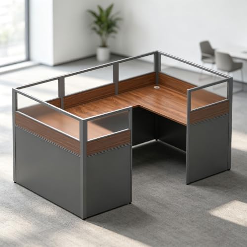 Nykto Office CubicleDesk with Mute Privacy Panels (B1 Person, Dark Walnut) by Nykto
