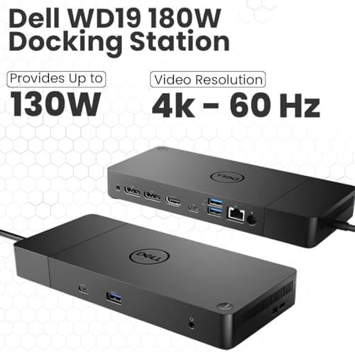Dell WD19 Docking Station Bundle with USB-C and Dual Monitor Support - Full Package w/Dell WD19 Universal Dock, 180W Power Adapter, Thunderbolt 3 & Ethernet Cable, Cleaning Cloth (Renewed) - Image 3