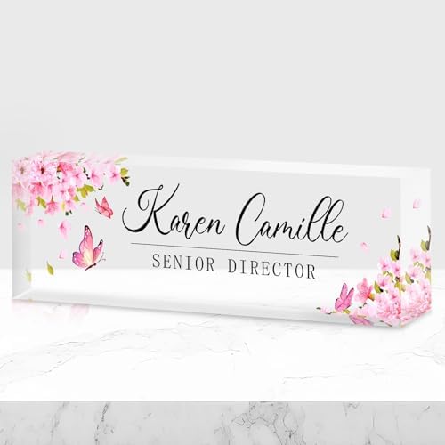 Custom Office Name Plate for Desk - Name Plate Personalized Gifts for Coworkers, Boss, Teacher, Social Worker - Acrylic Office Desk Decor for Women Men - Employee Appreciation Gifts (pink) by EveryBaositycraftsgiftisone-of-a-kind%E2%80%94exclusivelycraftedforyou