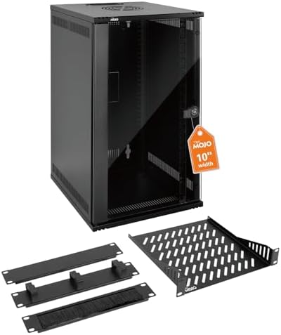 Tecmojo 12U 10 inch Rack, Wall Mount Network Cabinet Set,12.3W x 13D x 22.3H- Load Capacity 110Lbs(50 kg),Black 10" Wall Housing Server Rack Set by Tecmojo