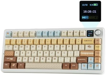 EPOMAKER X Aula F75 MAX Wireless Mechanical Keyboard with TFT Screen and Knob, Gasket Keyboard in 75% Layout, Hot Swappable Gaming Keyboard for PC/Mac/Linux (Caramel) by EPOMAKER