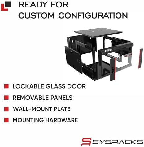 Sysracks 6U Wall Mount Server Rack Cabinet, 19” Network Enclosure, 24” Deep, Locking Glass Door, Custom-Ready IT Rack - Image 5