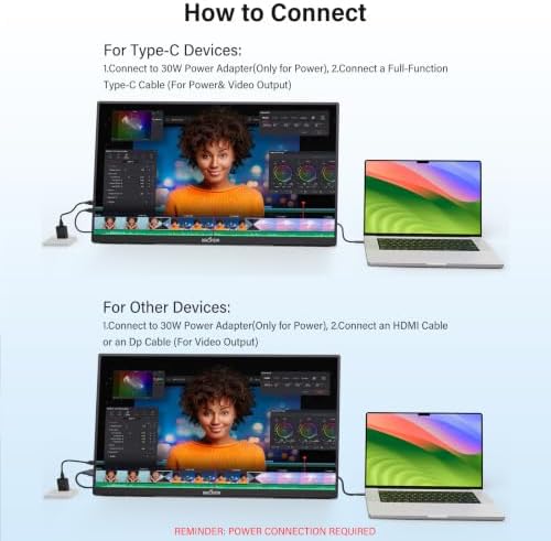 InnoView Large Portable Monitor 23.8inch FHD 1080P 100Hz USB-C,HDMI,DP Computer Display 100% sRGB 1500:1 Contrast Ratio IPS W/180°Adjustable DC Eyes Care Stand for Laptop PC MAC Phone PS4 Xbox Switch - Image 4