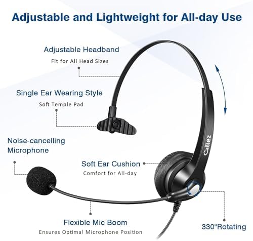Callez USB Headset with Microphone Noise Cancelling & Audio Controls - Image 3