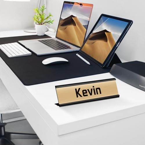 LEIFIDE 12 Pack 2x8 in Aluminum Name Plate Holder for Desk Office, Black - Image 6