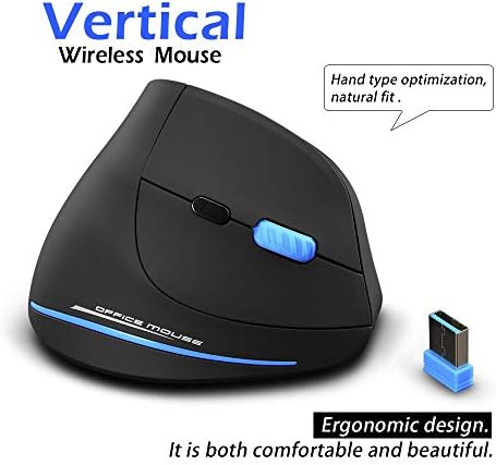 ZLOT Vertical Wireless Mouse,2.4G USB Optical Ergonomic Mice with 3 Adjustable DPI 1000/1600/2400 and 6 Buttons for Laptop, PC, Computer, Desktop, Black - Image 6